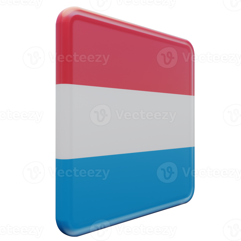 Luxembourg Left View 3d textured glossy square flag png
