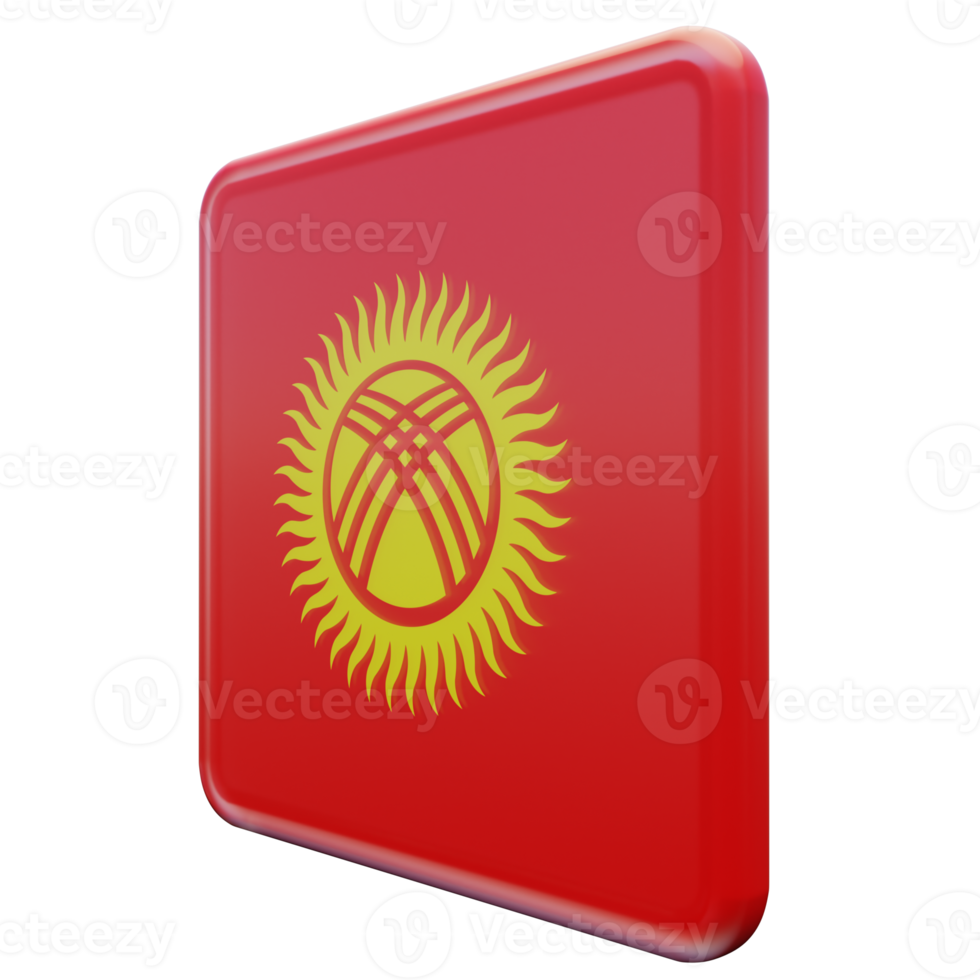 Kyrgyzstan Right View 3d textured glossy square flag png