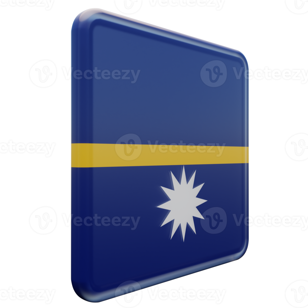 Nauru Left View 3d textured glossy square flag png