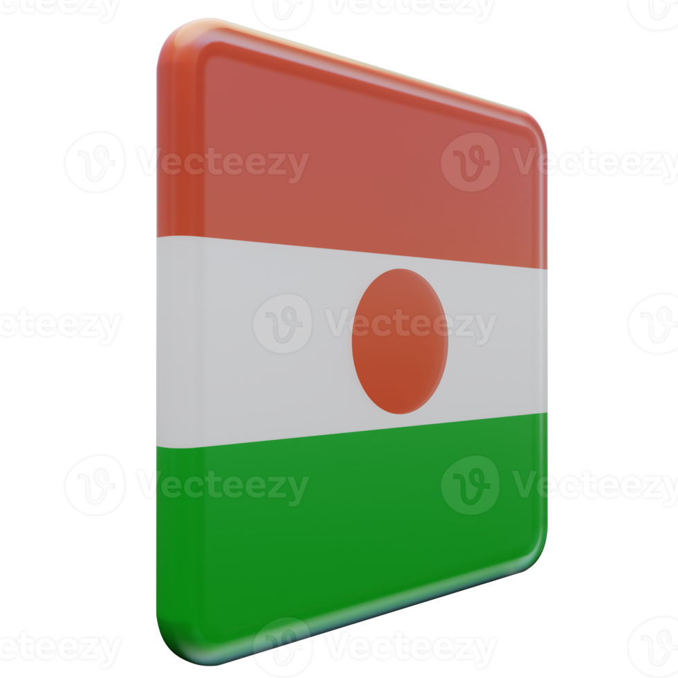 Niger Left View 3d textured glossy square flag png