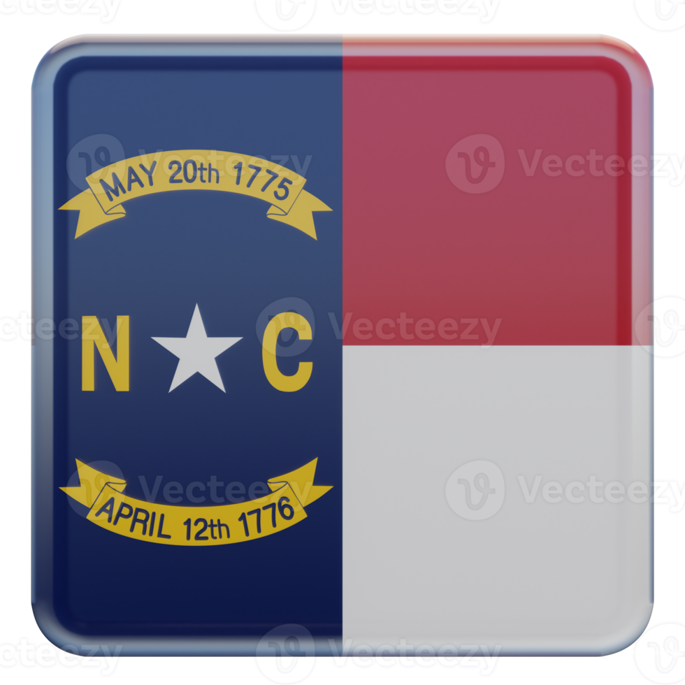 North Carolina 3d textured glossy square flag png