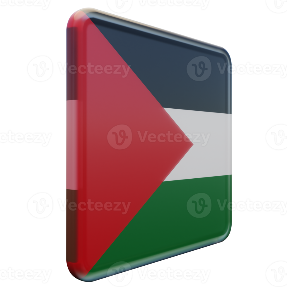 palestina vänster se 3d texturerad glansig fyrkant flagga png