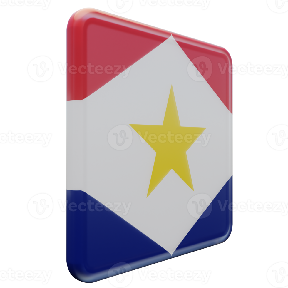 Saba Left View 3d textured glossy square flag png