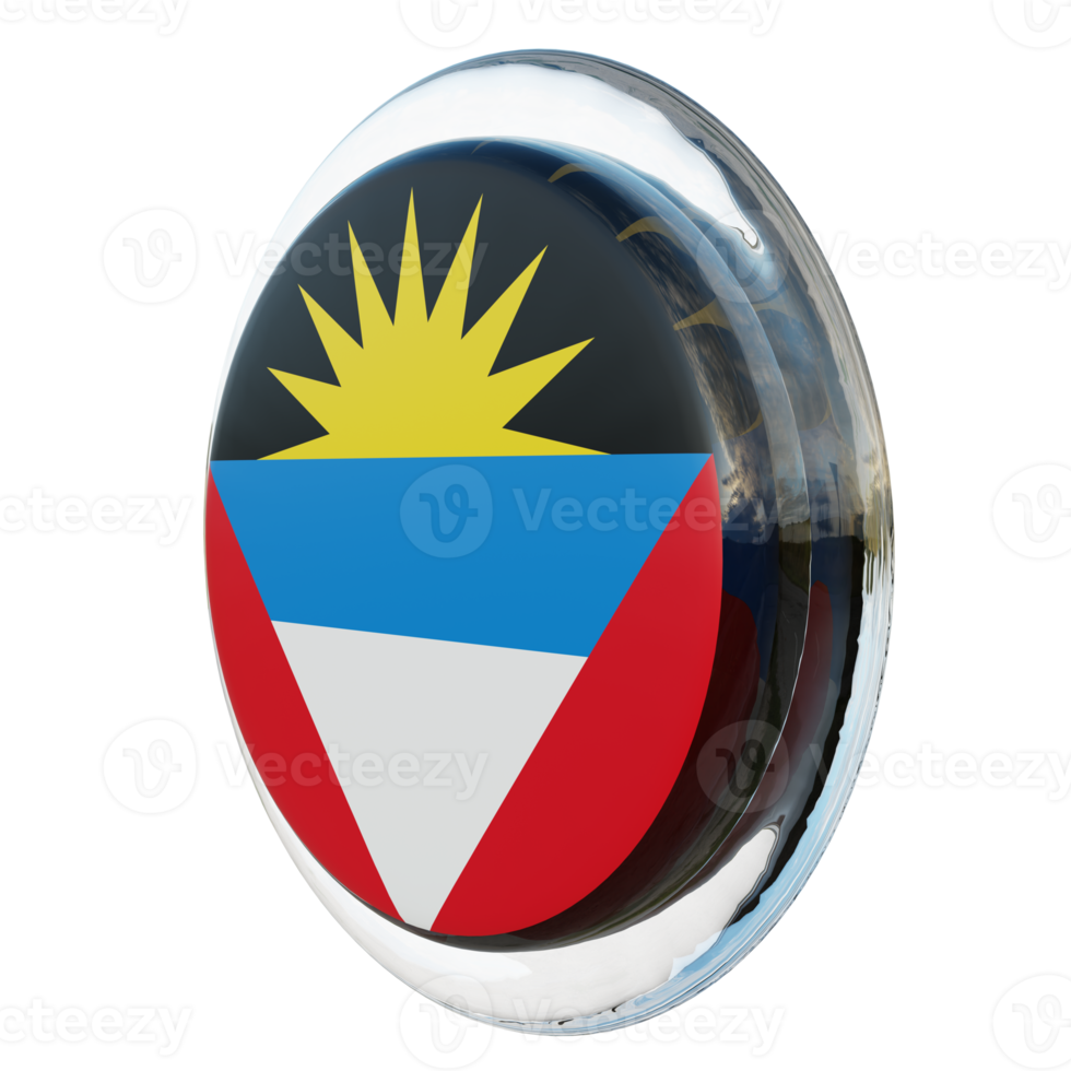 Antigua and Barbuda Right View 3d textured glossy circle flag png