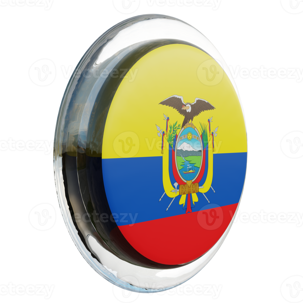 Ecuador Left View 3d textured glossy circle flag png