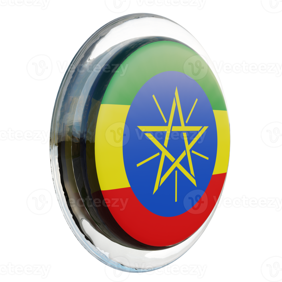 Ethiopia Left View 3d textured glossy circle flag png
