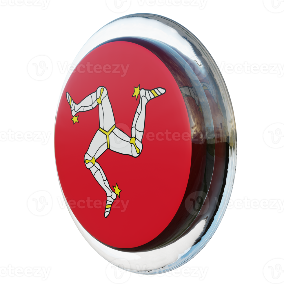 Isle of Mann Right View 3d textured glossy circle flag png