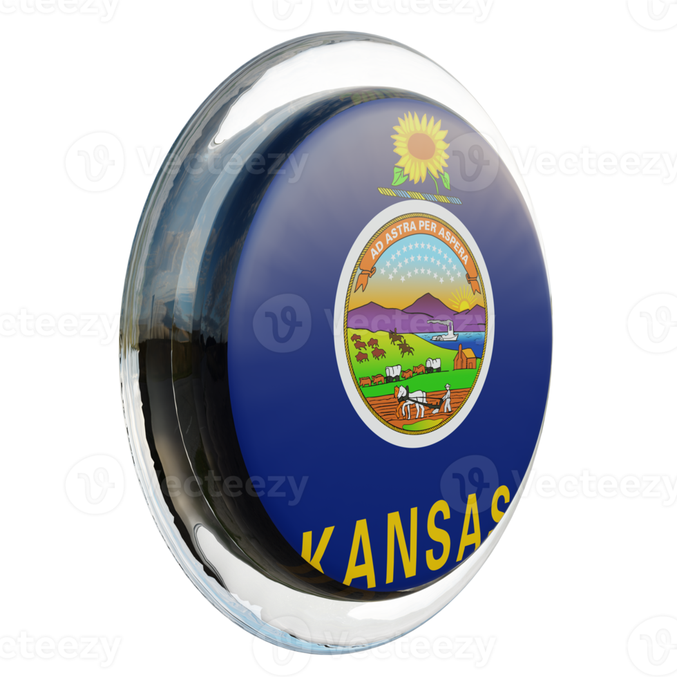 Kansas Left View 3d textured glossy circle flag png