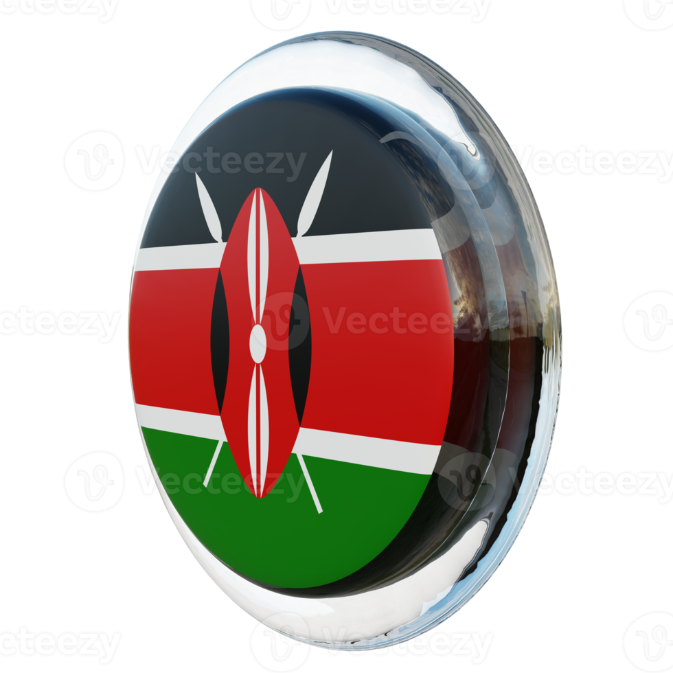 Kenya Right View 3d textured glossy circle flag png