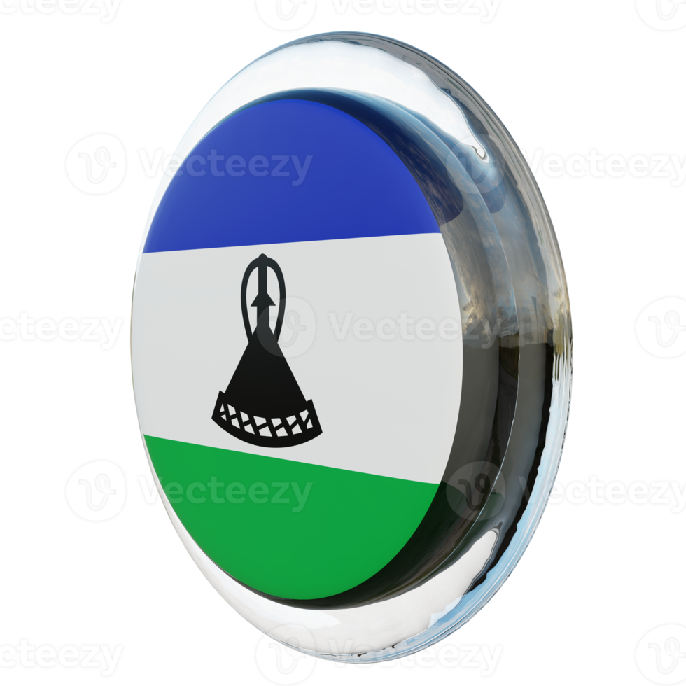 Lesotho Right View 3d textured glossy circle flag png