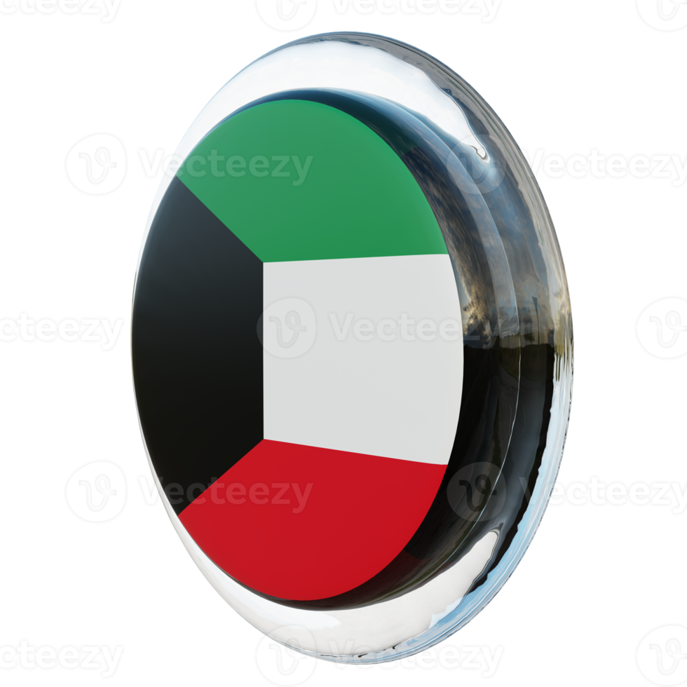 Kuwait Right View 3d textured glossy circle flag png