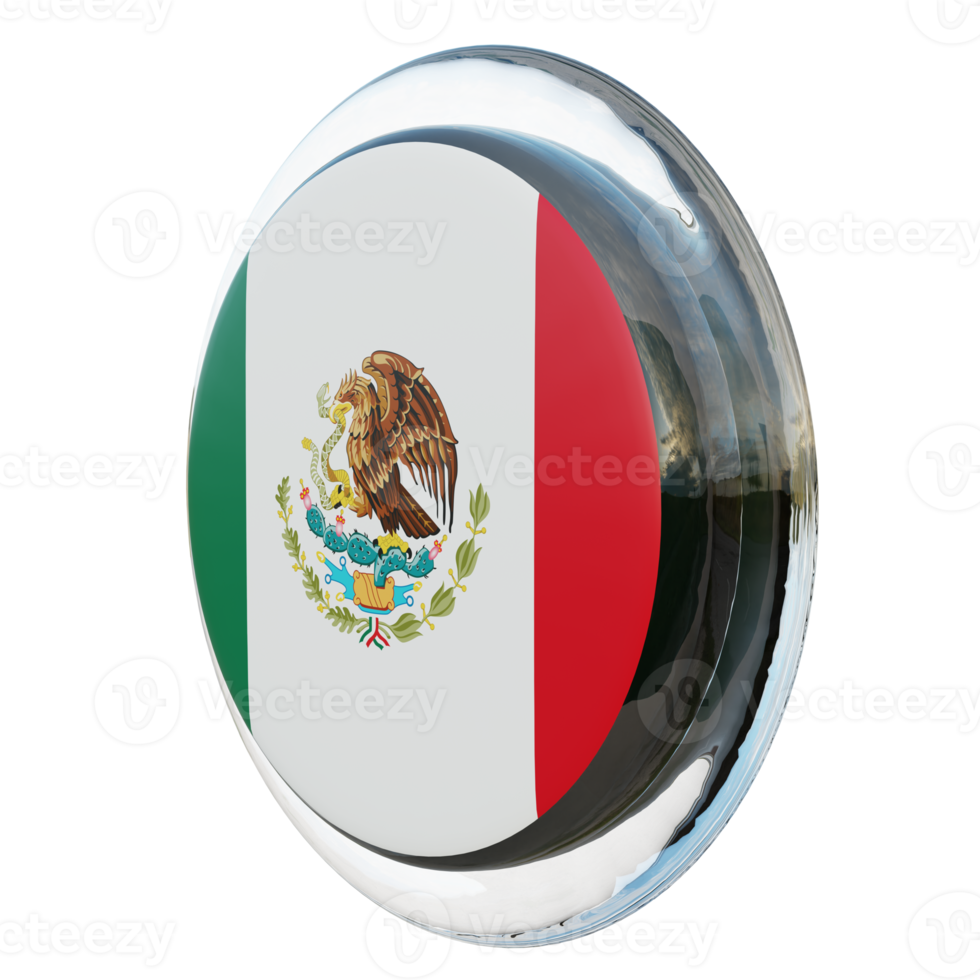 Mexico Rechtsaf visie 3d getextureerde glanzend cirkel vlag png