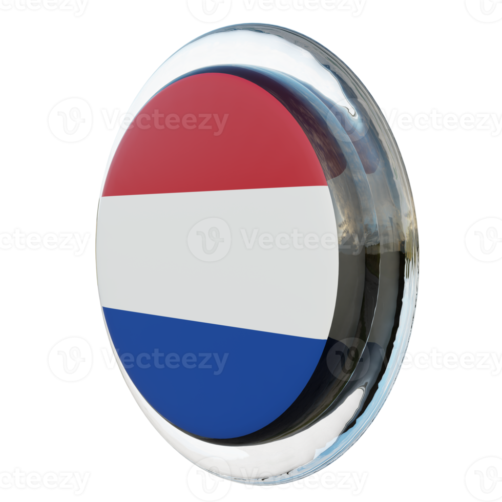 Nederland Rechtsaf visie 3d getextureerde glanzend cirkel vlag png