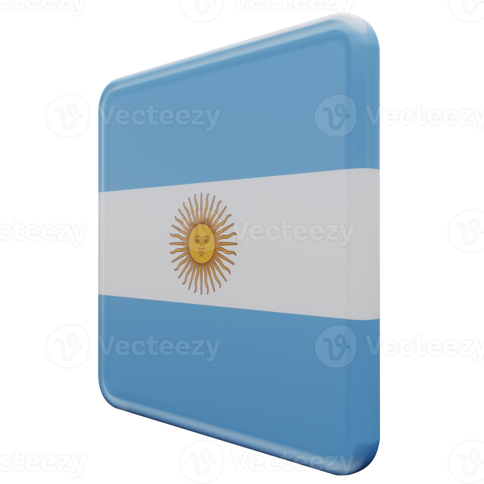 argentina vista direita 3d bandeira quadrada brilhante texturizada png