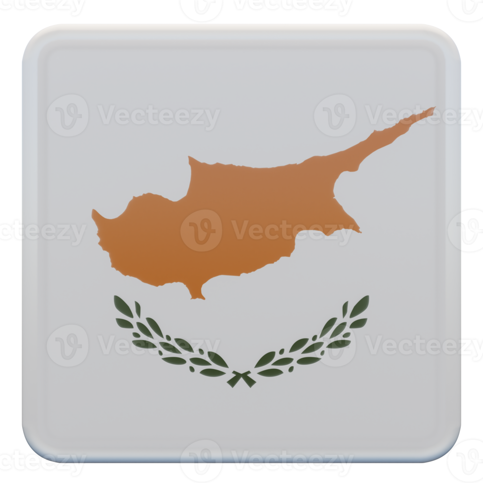 Cyprus 3d textured glossy square flag png