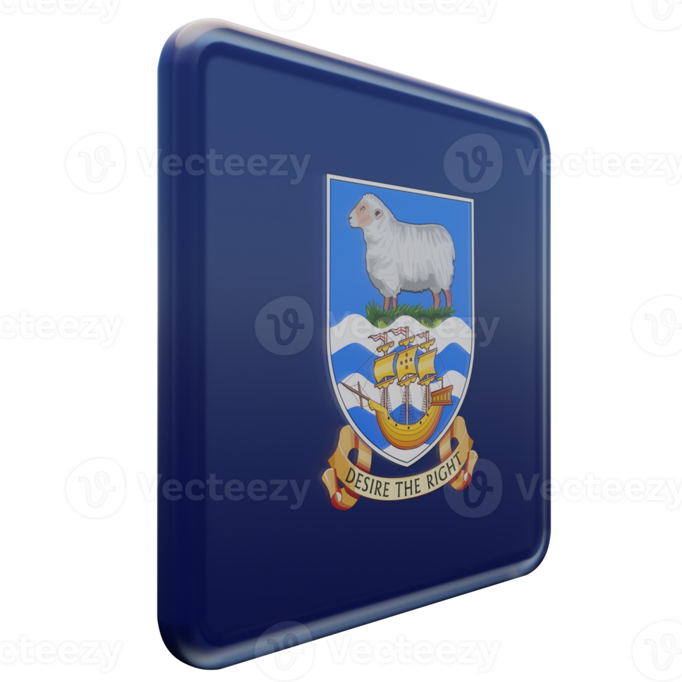 Falkland Islands Left View 3d textured glossy square flag png