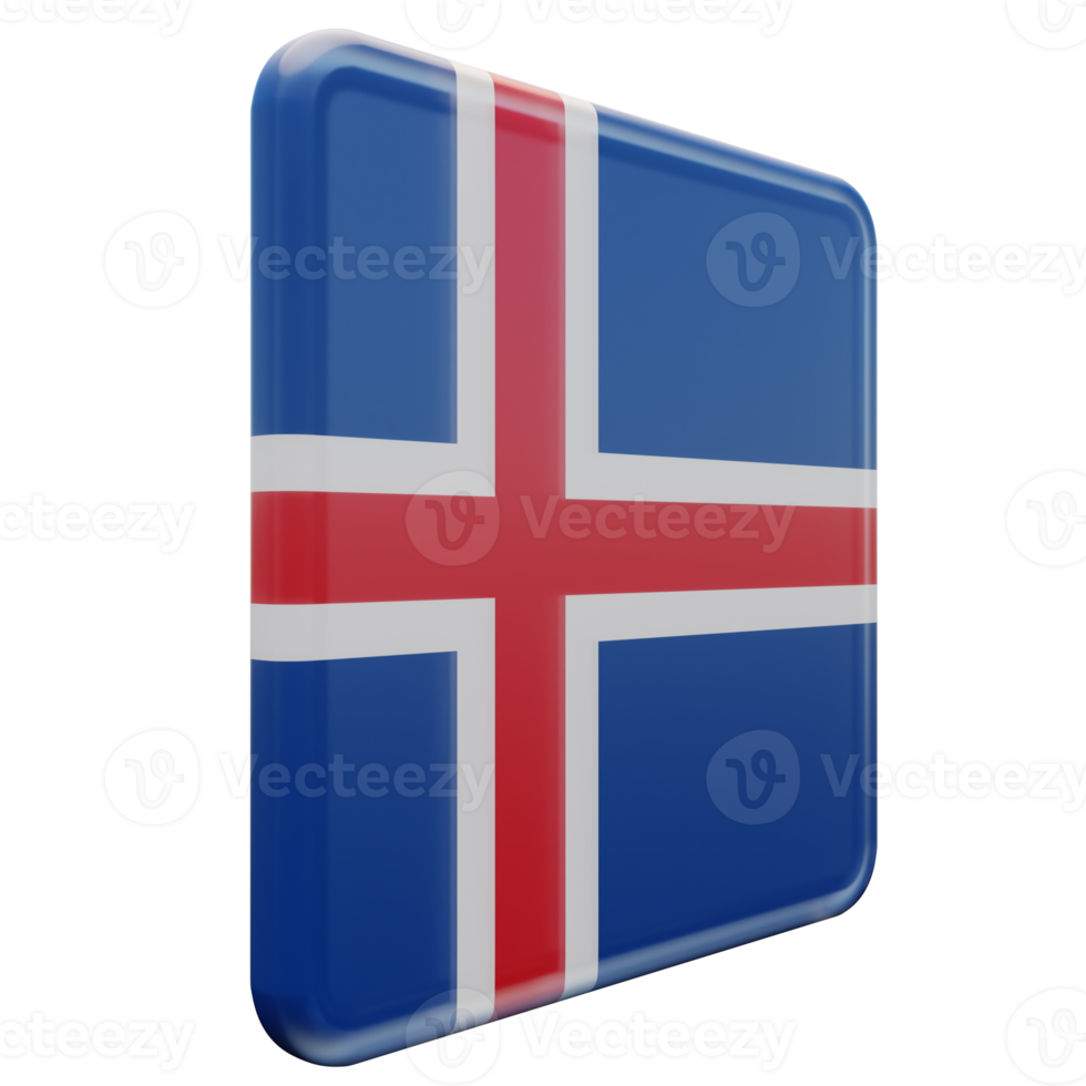 Iceland Left View 3d textured glossy square flag png