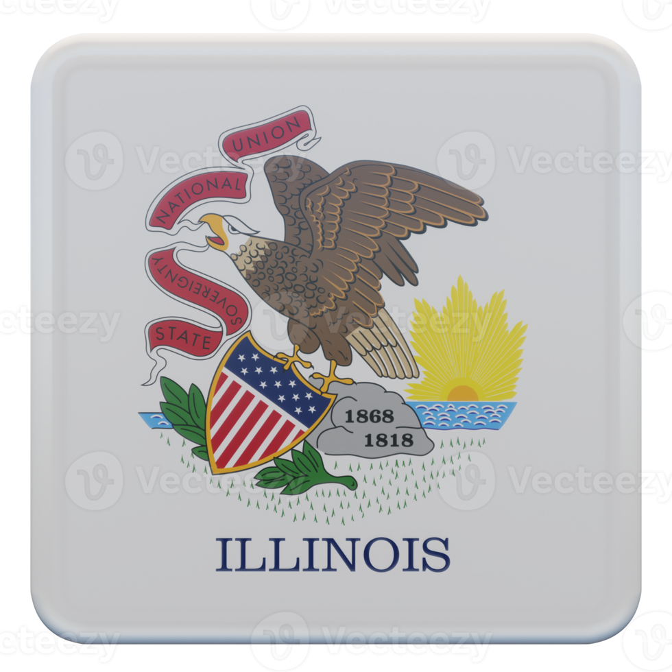 Illinois 3d textured glossy square flag png