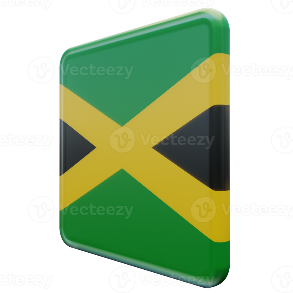 jamaica vista direita 3d bandeira quadrada brilhante texturizada png