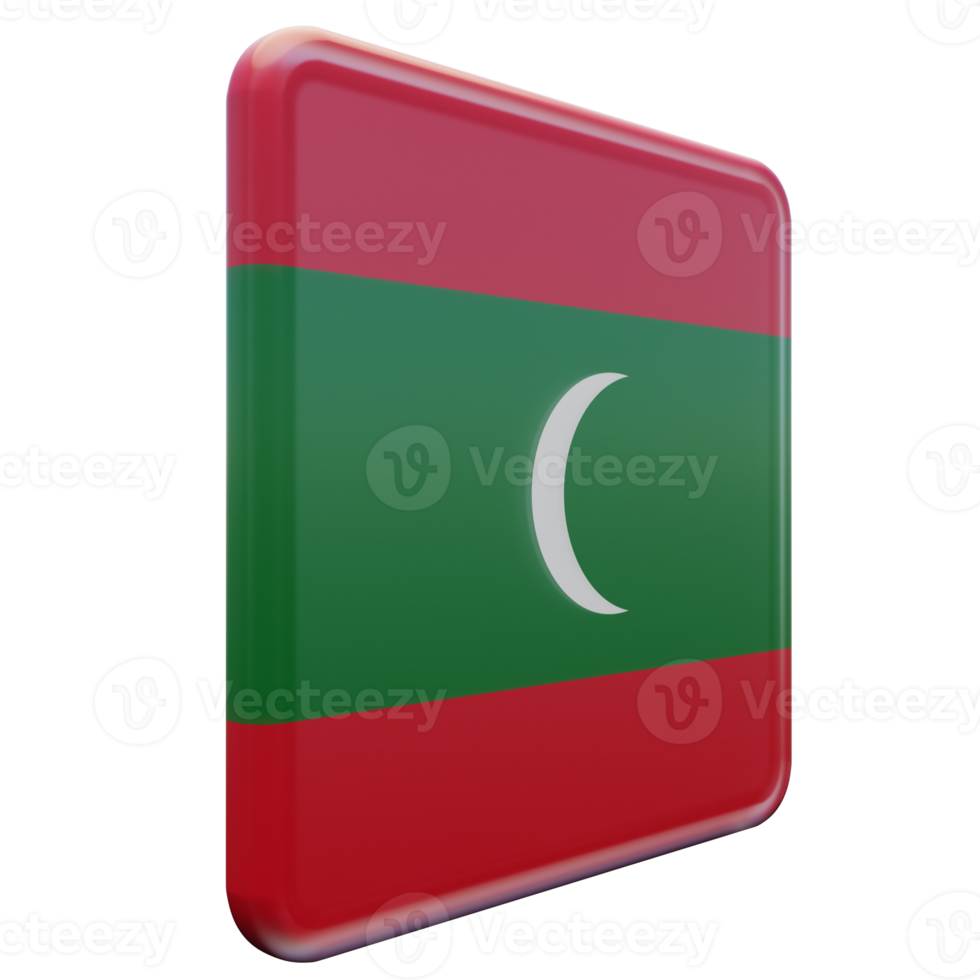 Maldives Left View 3d textured glossy square flag png