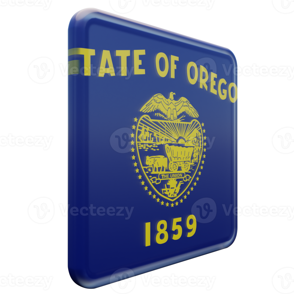 Oregon Left View 3d textured glossy square flag png