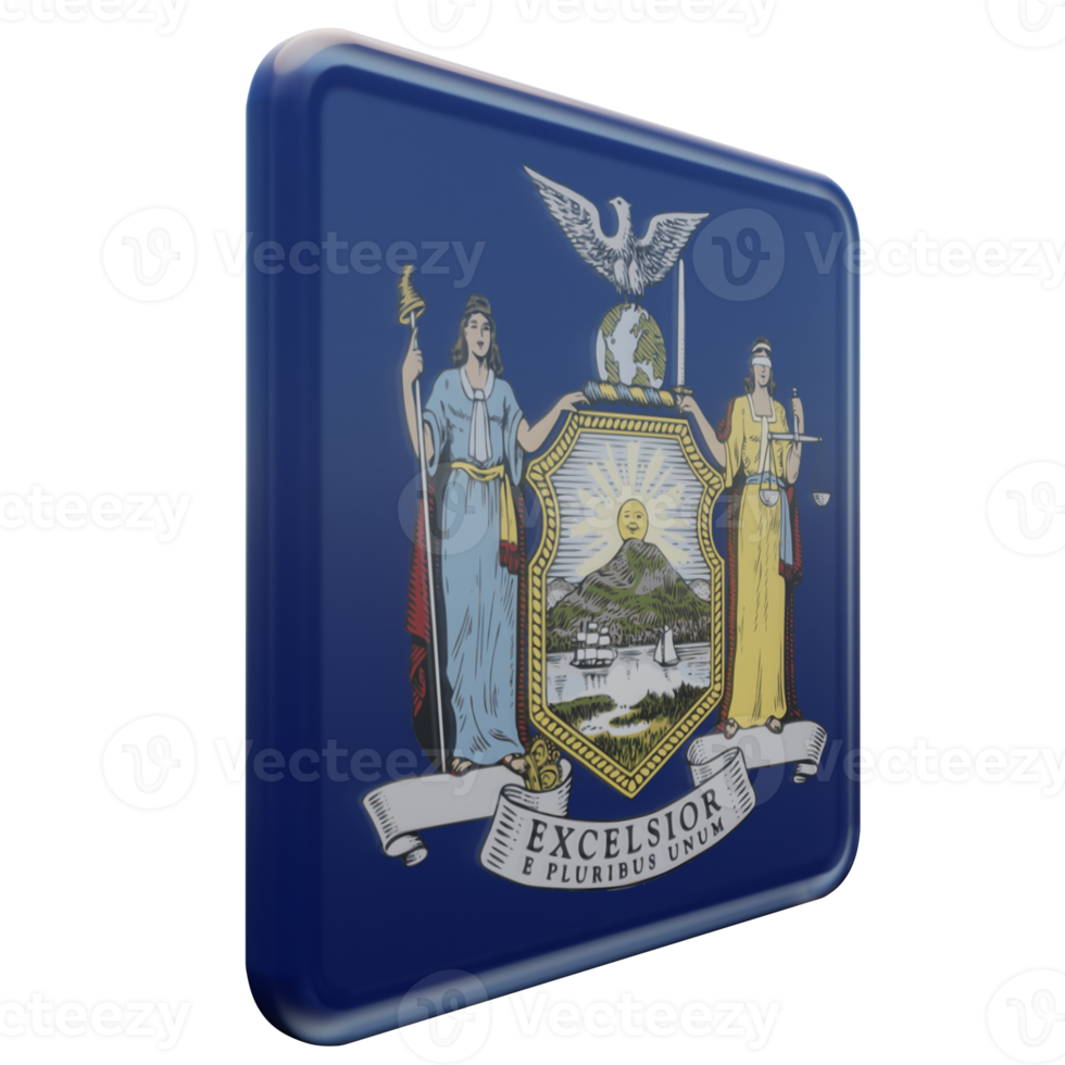 New York Left View 3d textured glossy square flag png