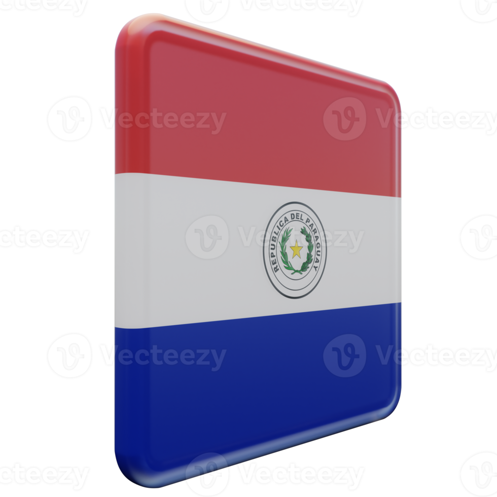 paraguay izquierda vista 3d textura brillante bandera cuadrada png