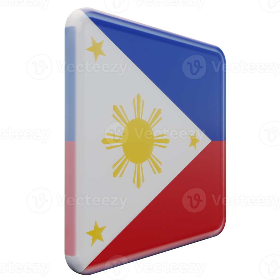 philippinen linke ansicht 3d texturierte glänzende quadratische flagge png