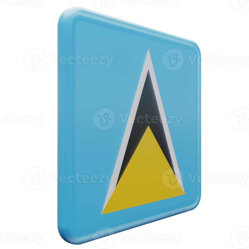Saint Lucia Left View 3d textured glossy square flag png