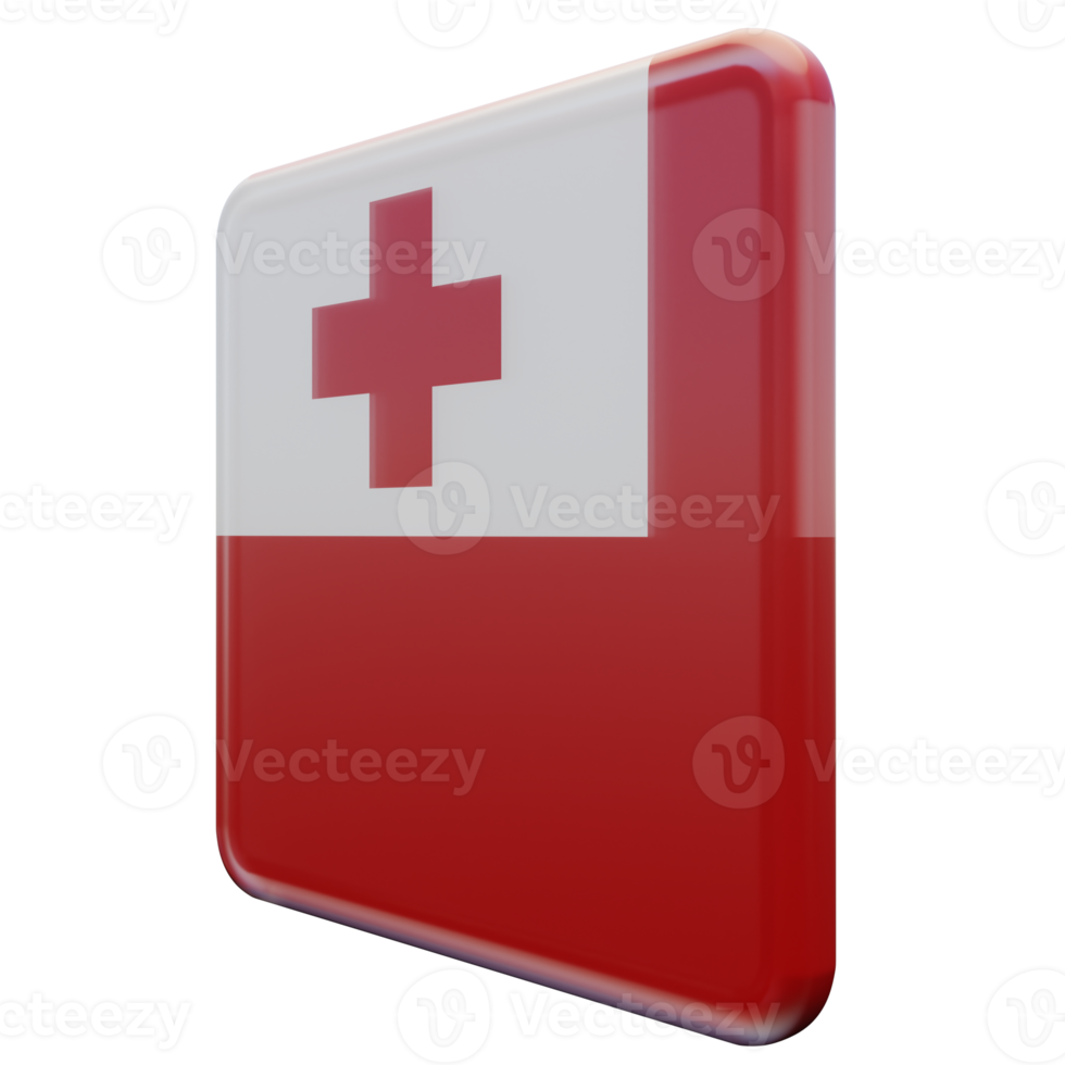 Tonga Right View 3d textured glossy square flag png