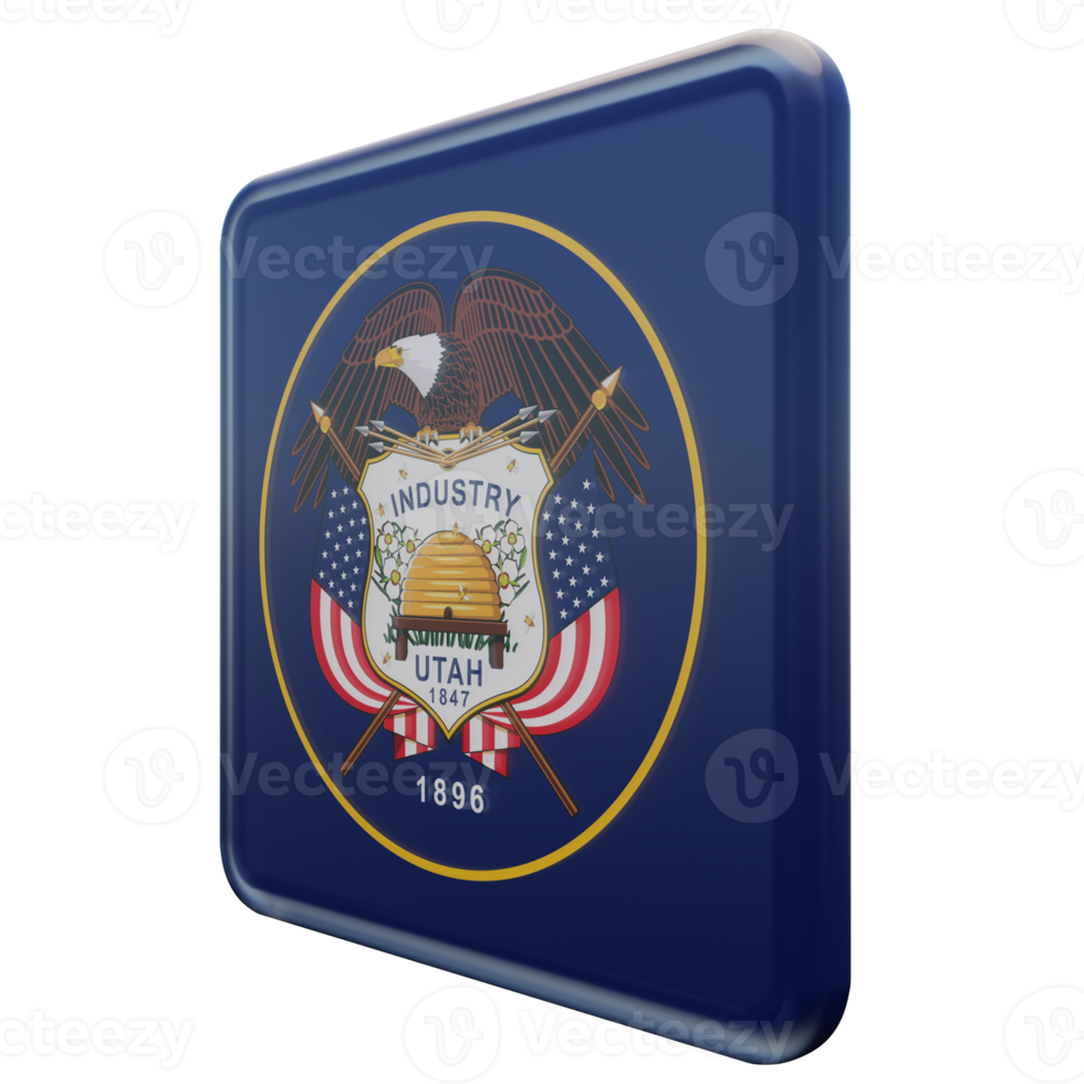 Utah Right View 3d textured glossy square flag png