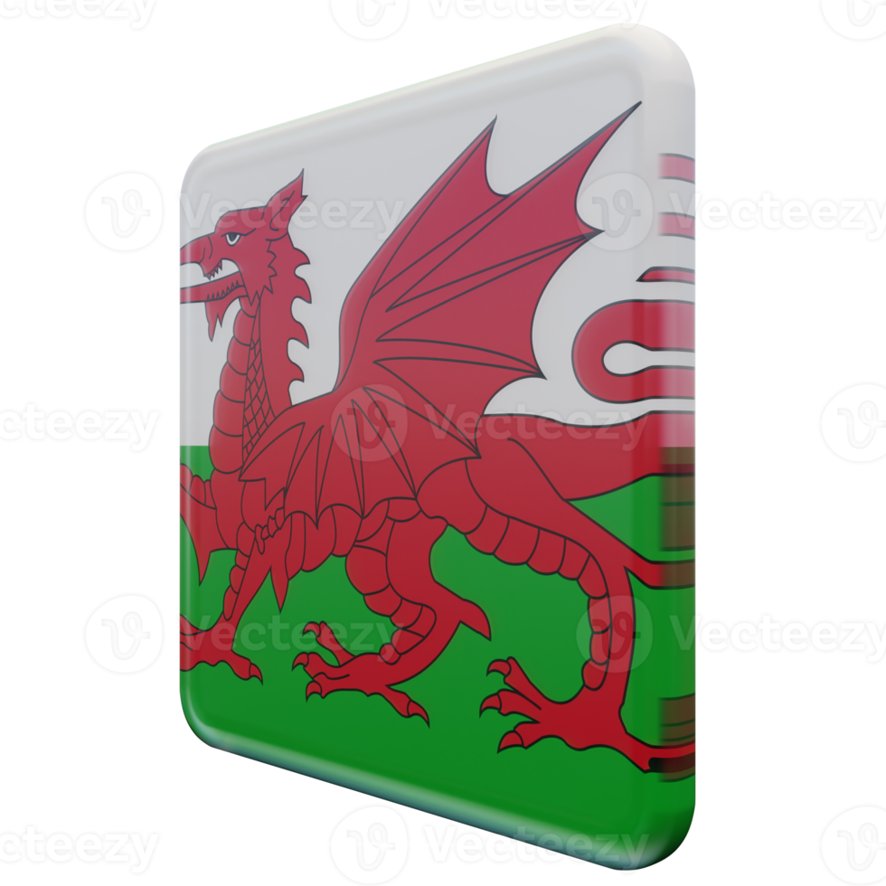 Wales Right View 3d textured glossy square flag png