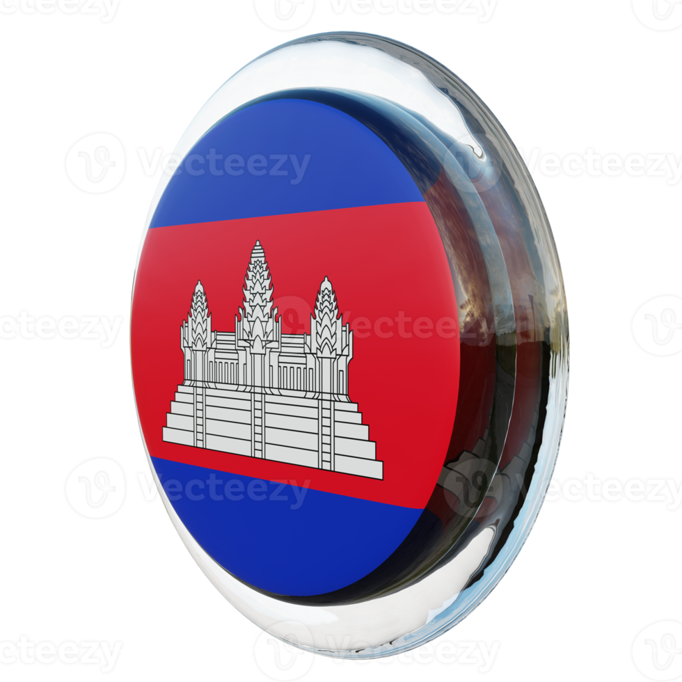 Cambodia Right View 3d textured glossy circle flag png