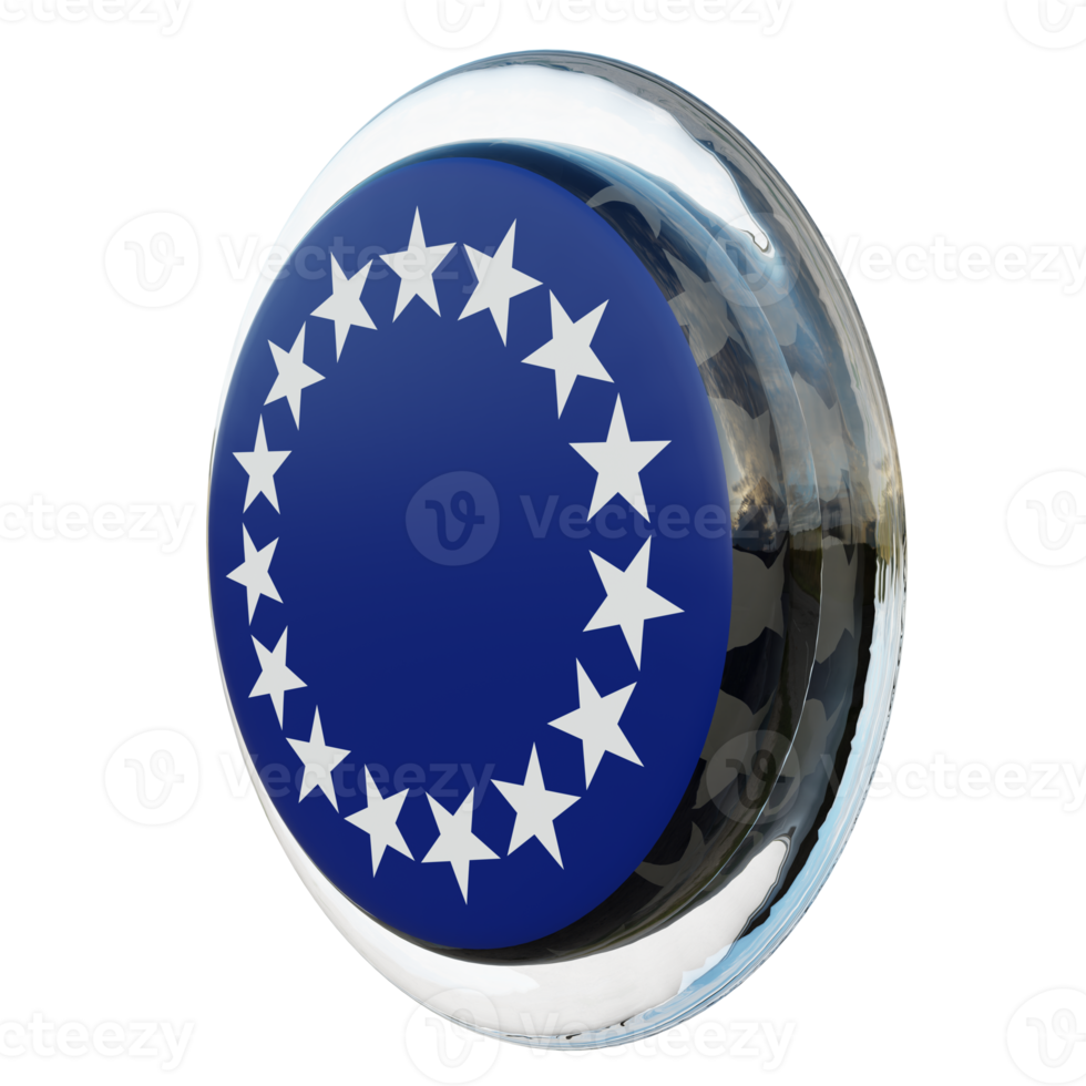 Cook Islands Right View 3d textured glossy circle flag png