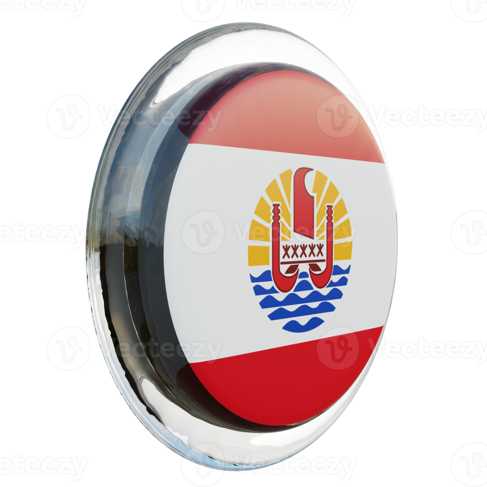 French Polynesia Left View 3d textured glossy circle flag png