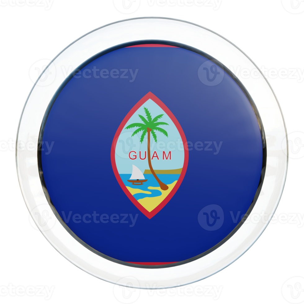 Guam 3d textured glossy circle flag png
