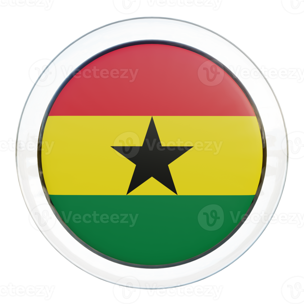 ghana 3d texturerad glansig cirkel flagga png