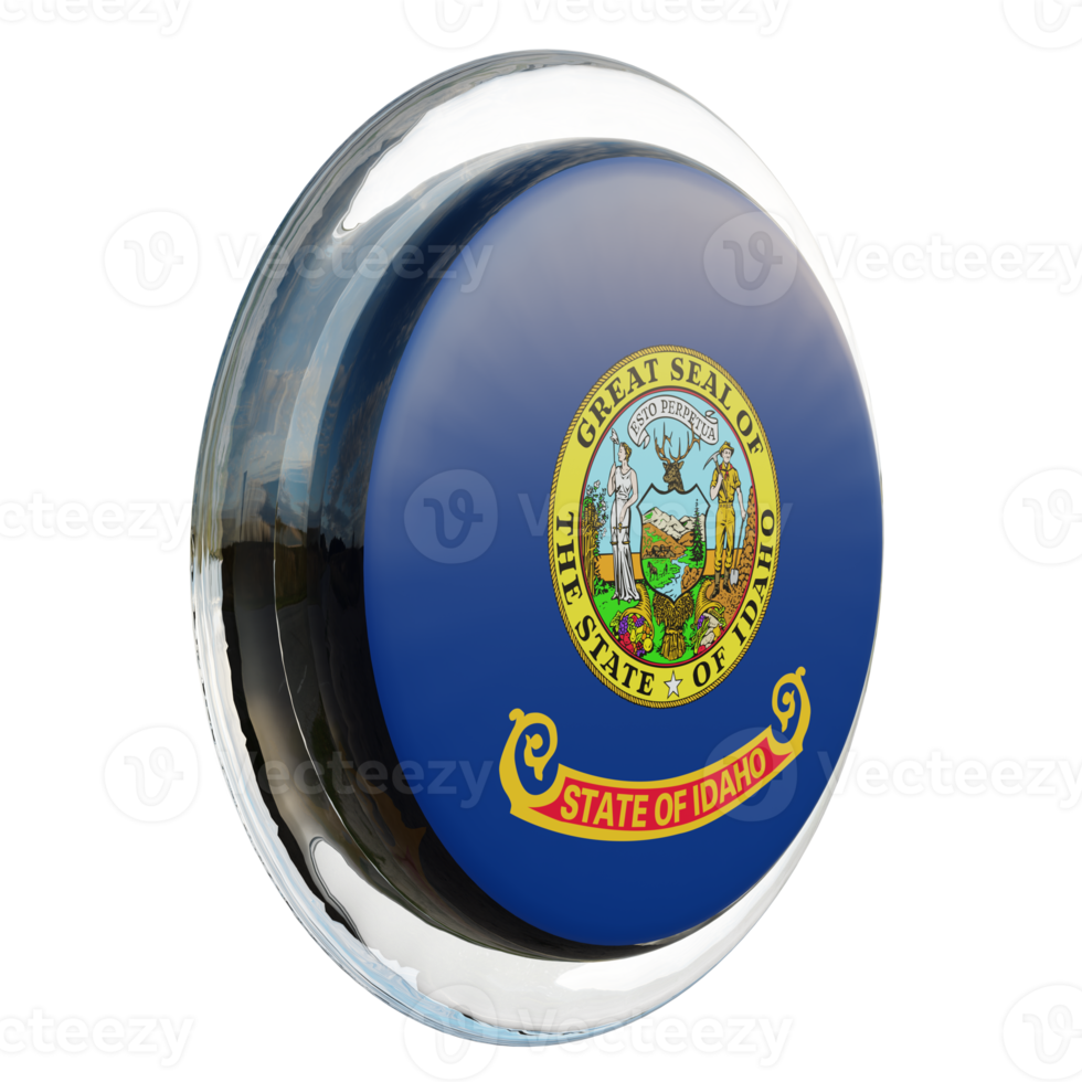 Idaho Left View 3d textured glossy circle flag png