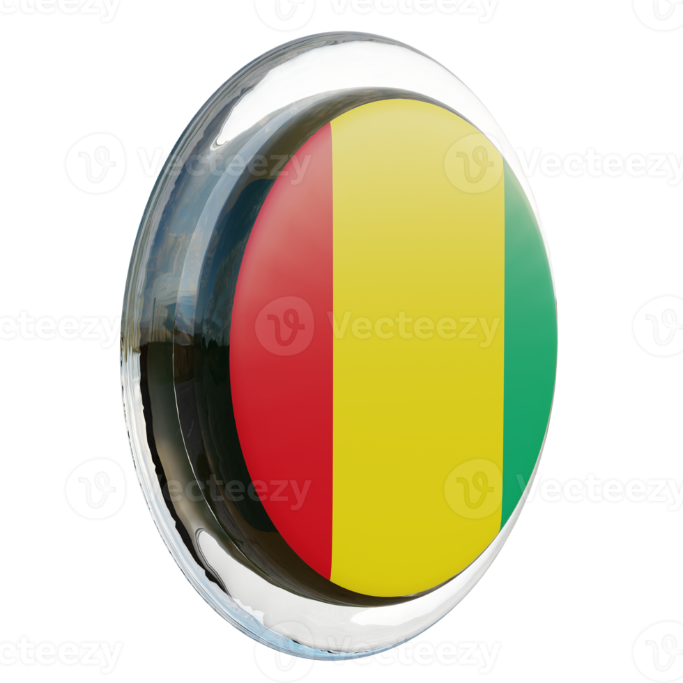 Guinea Left View 3d textured glossy circle flag png