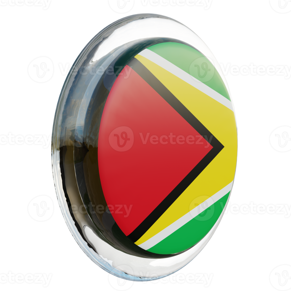 Guyana Left View 3d textured glossy circle flag png