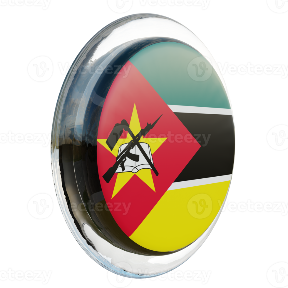 Mozambique Left View 3d textured glossy circle flag png