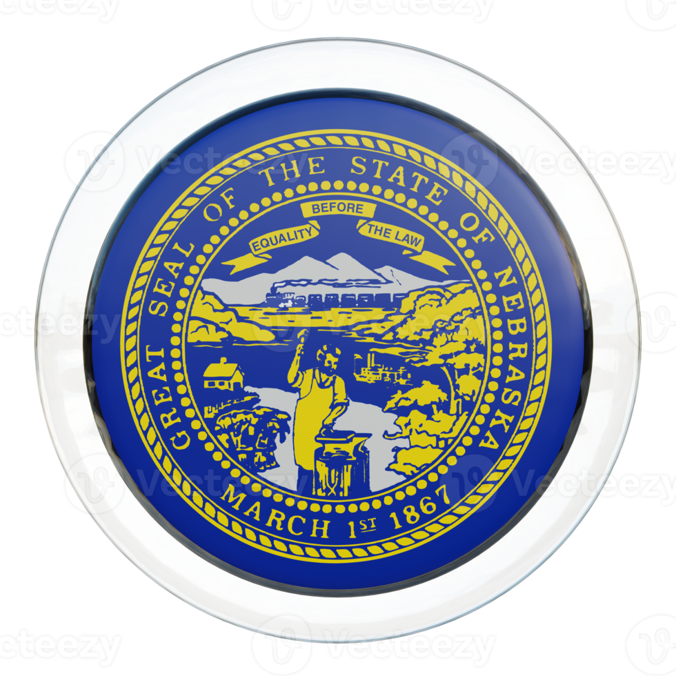 Nebraska 3d textured glossy circle flag png