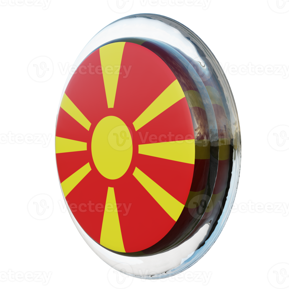 macedonia del norte vista derecha bandera de círculo brillante con textura 3d png