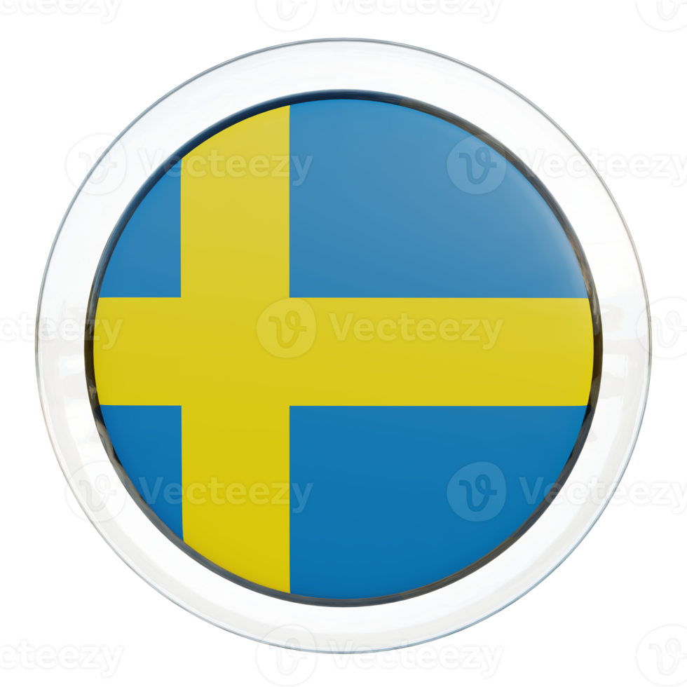 Sweden 3d textured glossy circle flag png