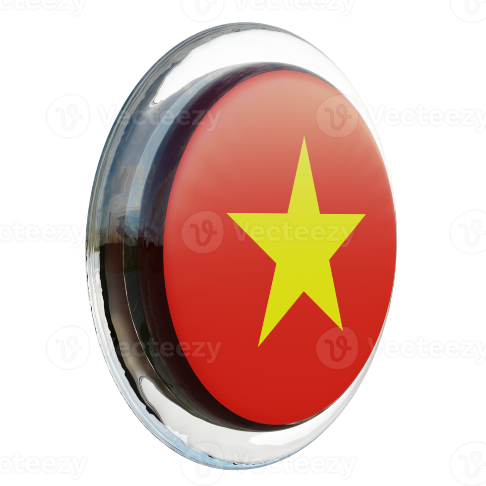 Vietnam links visie 3d getextureerde glanzend cirkel vlag png