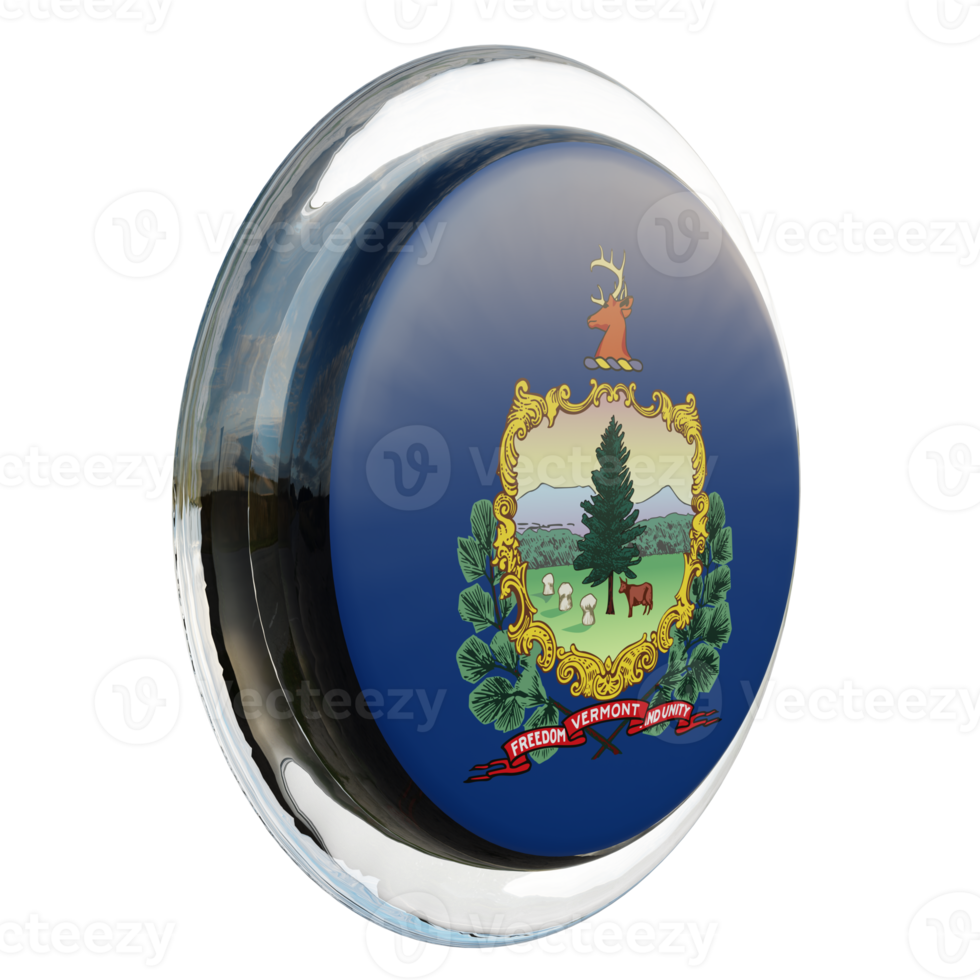 Vermont Left View 3d textured glossy circle flag png