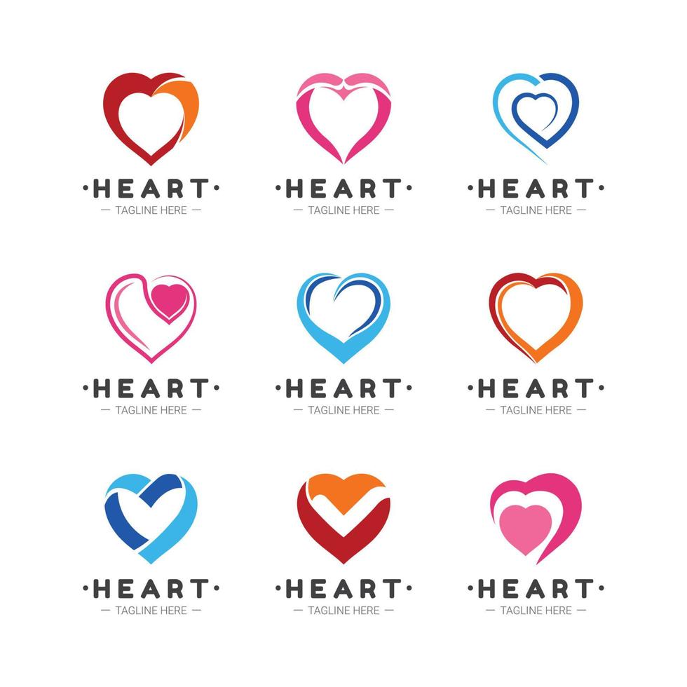 conjunto de logotipos de elementos del corazón vector