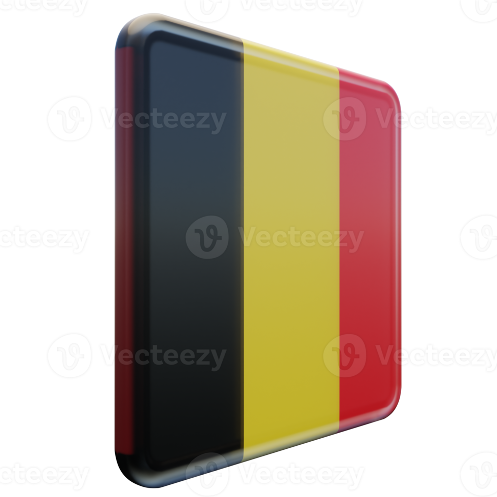 Belgium Left View 3d textured glossy square flag png