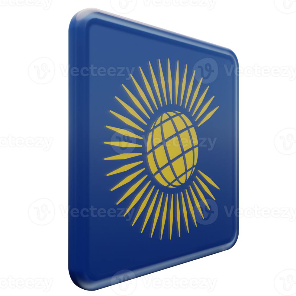Commonwealth of Nations Left View 3d textured glossy square flag png