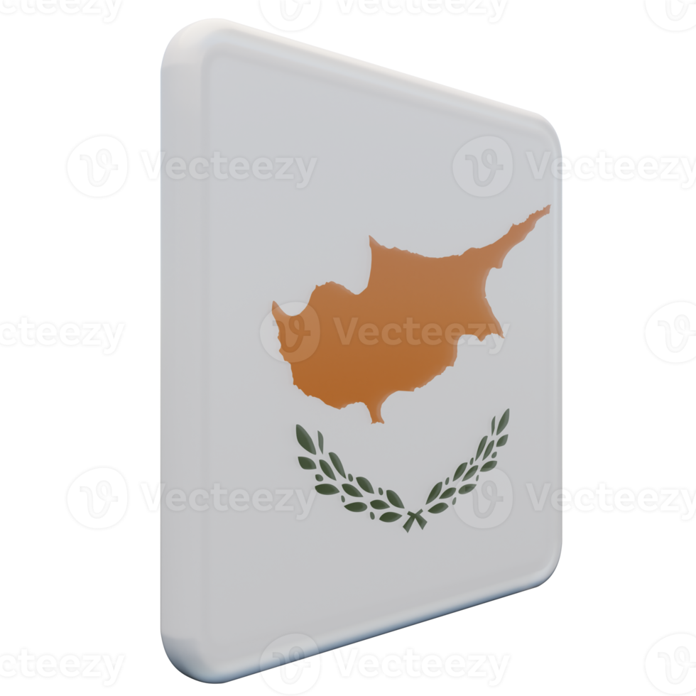 Cyprus Left View 3d textured glossy square flag png